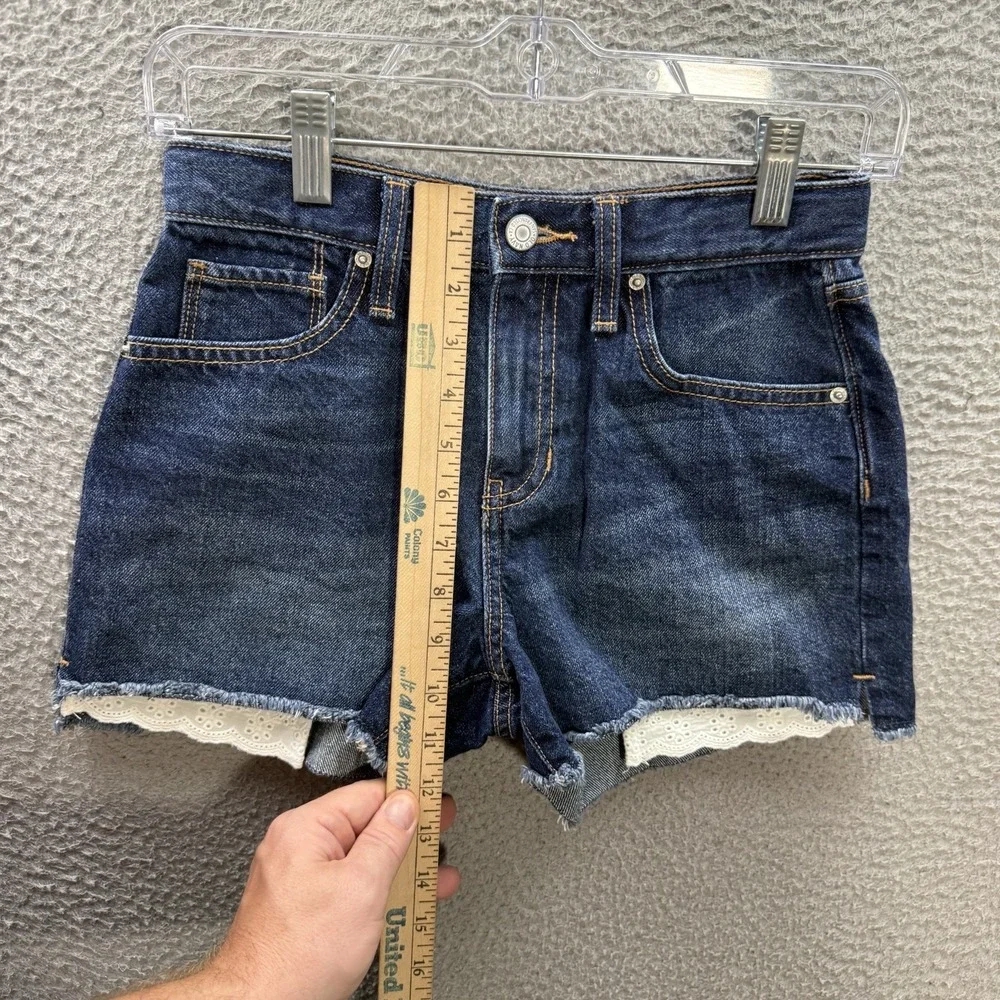 Old Navy Shorts Girls 12 Blue High Rise Cut Off Built In‎ Tough Distressed Denim